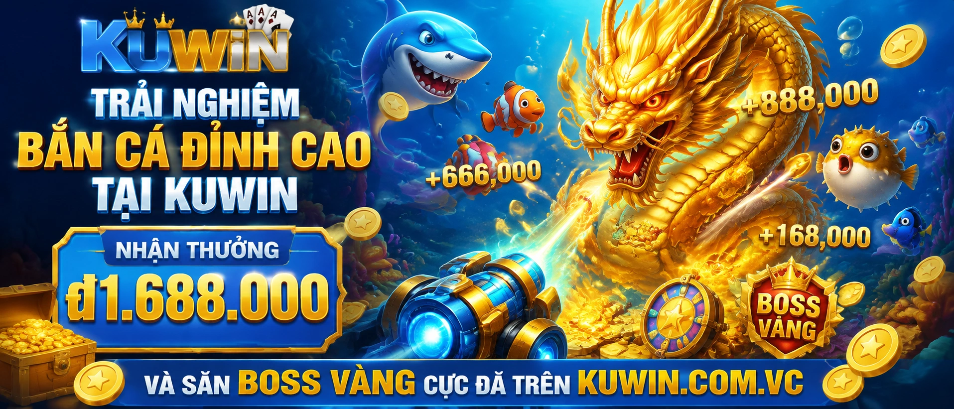 KUWIN Bắn Cá phòng jackpot nổi bật